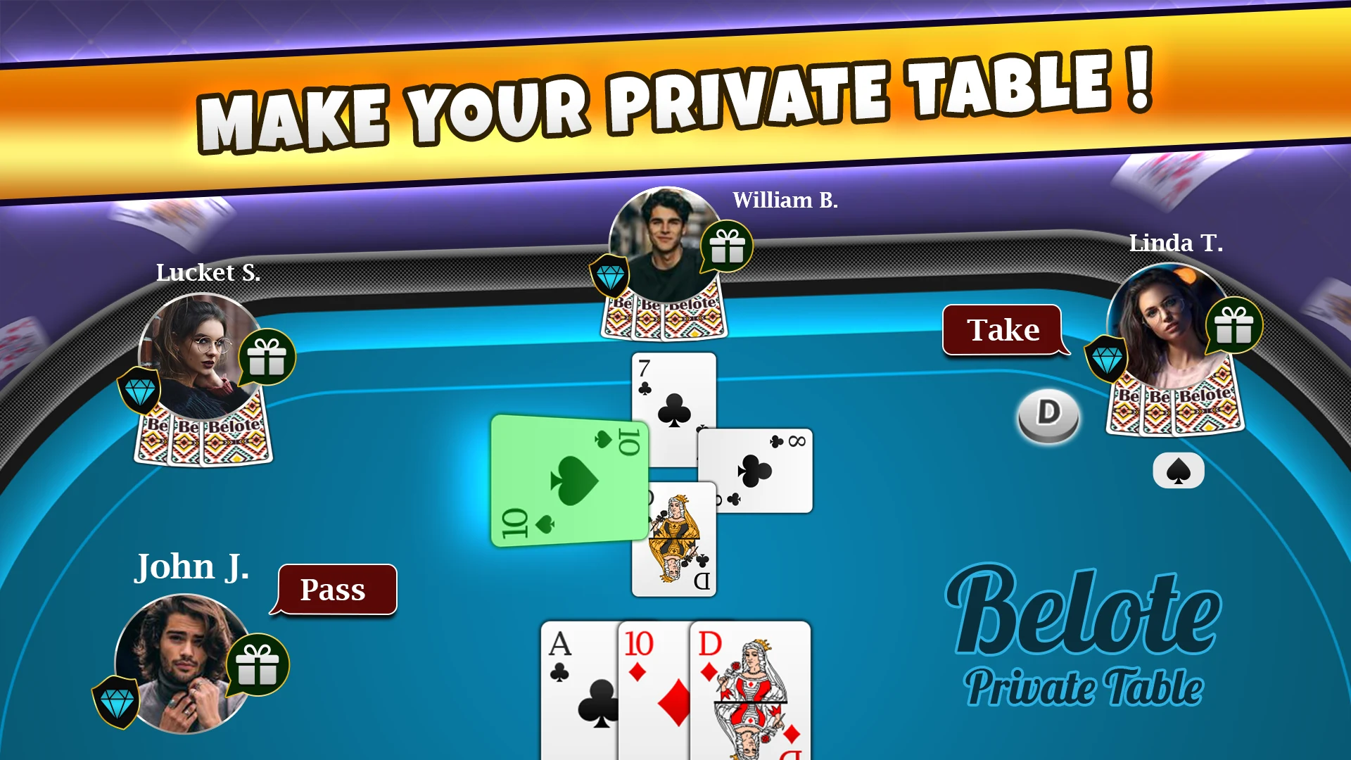 Belote Coinche Online game screenshot